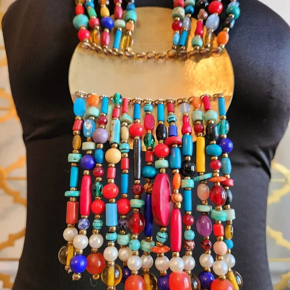 Colorful Beaded Statement Necklace with Bold Medallion 😍